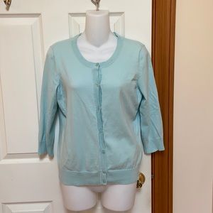 Talbots Light Blue 3/4 Sleeve Cardigan Pima Cotton Sz M VGUC